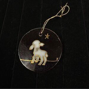 Artisan Cloisonné Sheep Ornament | Aries Zodiac Celestial Decor | Gold Star NWT